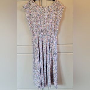 Vintage 70s 80s Ms Chaus Rainbow Sprinkle Pattern Midi Swing Dress